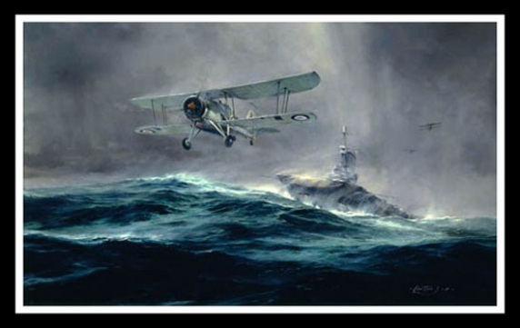Launch Against the Bismarck ~ Robert Taylor~ approx 34 in x 26 in
