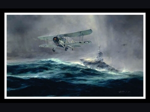 Launch Against the Bismarck ~ Robert Taylor~ approx 34 in x 26 in
