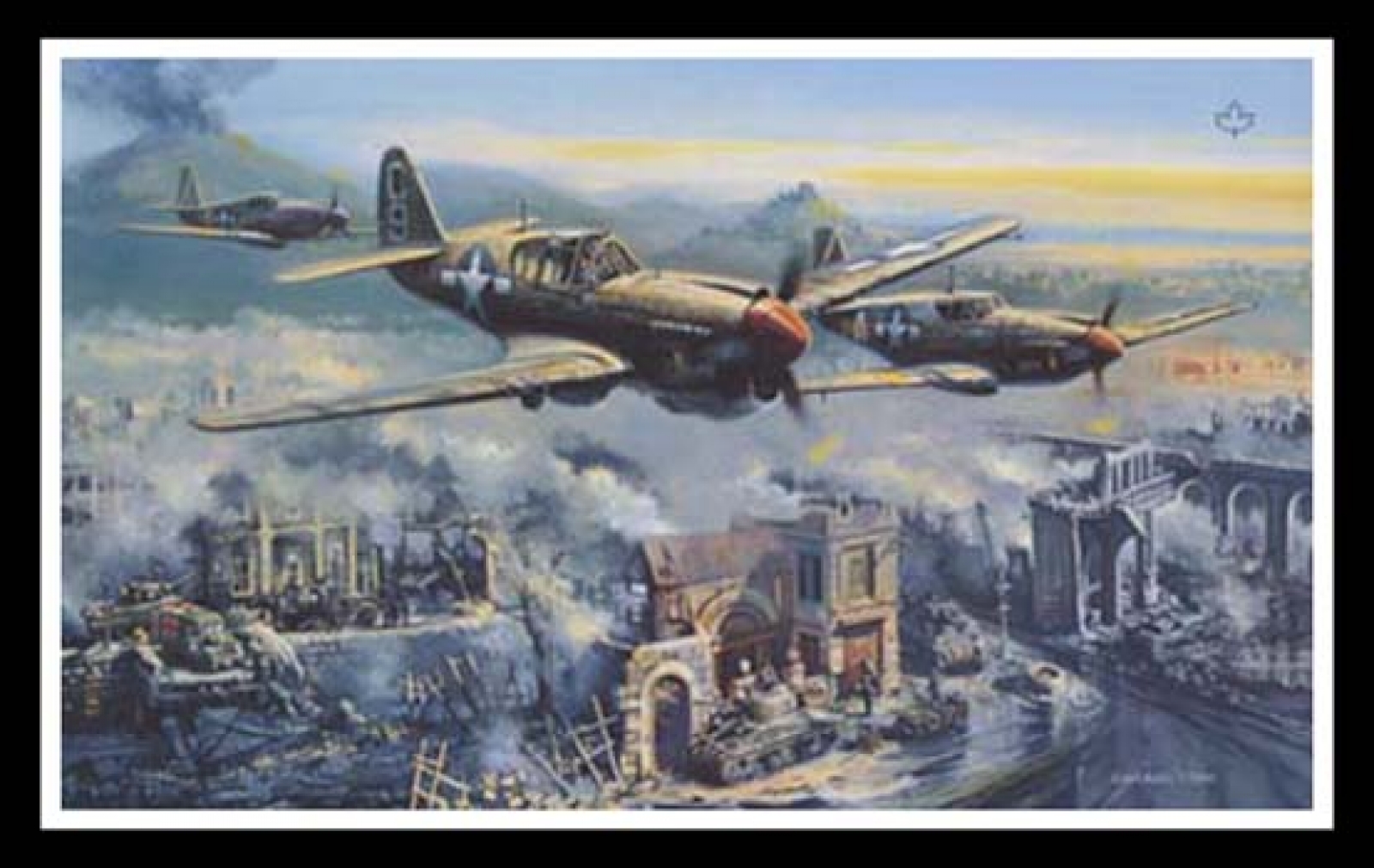 Немецкий самолет танк. Самолеты на картинах Nicolas Trudgian. Бомбардировка Монте Кассино.